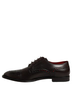 Dolce & Gabbana Maroon Calfskin Leather Derby Men Dress Shoes