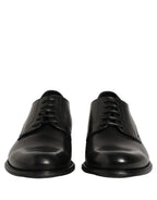 Dolce & Gabbana Black Calfskin Leather Derby Men Dress Shoes