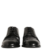 Dolce & Gabbana Black Calfskin Leather Derby Men Dress Shoes