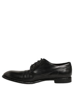 Dolce & Gabbana Black Calfskin Leather Derby Men Dress Shoes