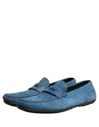 Dolce & Gabbana Blue Calfskin Leather Driver Loafers Shoes