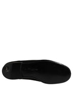 Dolce & Gabbana Black Leather Logo Plaque Loafers Men Shoes