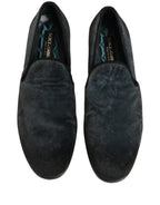 Dolce & Gabbana Blue Suede Slip On Men Slippers Loafers Shoes