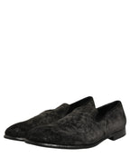 Dolce & Gabbana Black Suede Slip On Men Slippers Loafers Shoes