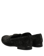 Dolce & Gabbana Black Suede Slip On Men Slippers Loafers Shoes