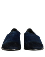Dolce & Gabbana Blue Suede Slip On Men Slippers Loafers Shoes