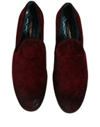 Dolce & Gabbana Maroon Suede Slip On Slippers Loafers Shoes