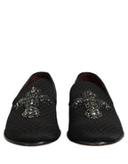 Dolce & Gabbana Black Suede Cross Slip On Men Loafers Shoes