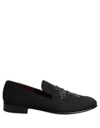 Dolce & Gabbana Black Suede Cross Slip On Men Loafers Shoes