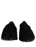 Dolce & Gabbana Black Suede Slip On Slippers Loafers Shoes