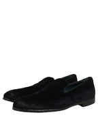 Dolce & Gabbana Black Suede Slip On Slippers Loafers Shoes