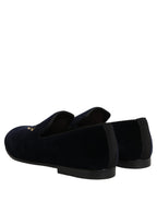 Dolce & Gabbana Black Suede DG Logo Slippers Men Loafers Shoes
