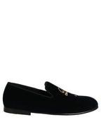 Dolce & Gabbana Black Suede DG Logo Slippers Men Loafers Shoes