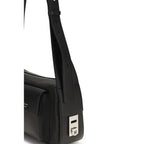 Ferragamo Black Calf Leather Bos Taurus Shoulder Bag