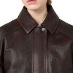 Max Mara Brown Lamb Leather Bomber