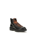 Prada Black Calf Leather Bos Taurus Lace-Up Boots