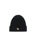 Maison Kitsuné Black Wool Oves Aries Beanie