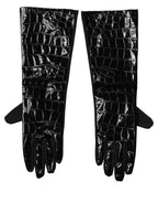 Dolce & Gabbana Black Polyester Patterned Short Length Gloves
