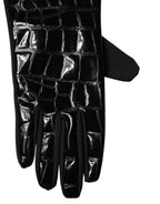 Dolce & Gabbana Black Polyester Patterned Short Length Gloves