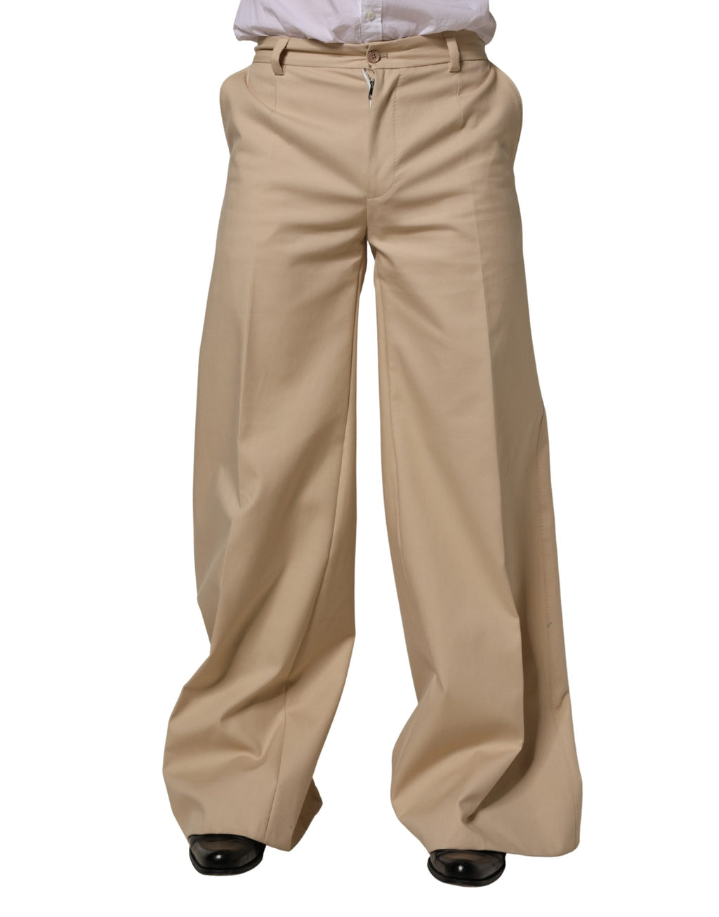 Dolce & Gabbana Beige Cotton Straight Men Formal Dress Pants