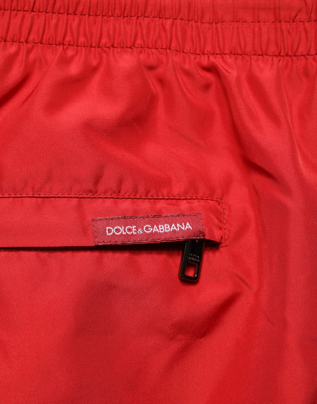 Dolce & Gabbana Red Polyester Drawstring Beach Shorts Swimwear