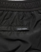 Dolce & Gabbana Black DG Logo Drawstring Beach Shorts Swimwear