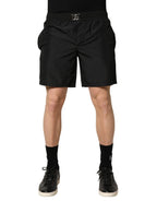 Dolce & Gabbana Black DG Logo Drawstring Beach Shorts Swimwear