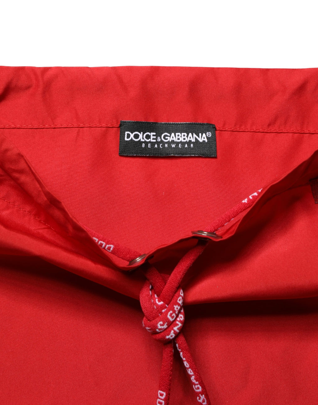 Dolce & Gabbana Red Polyester Drawstring Beach Shorts Swimwear