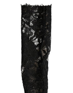 Dolce & Gabbana Sleeves Black Nylon Floral Lace Warmer Arm
