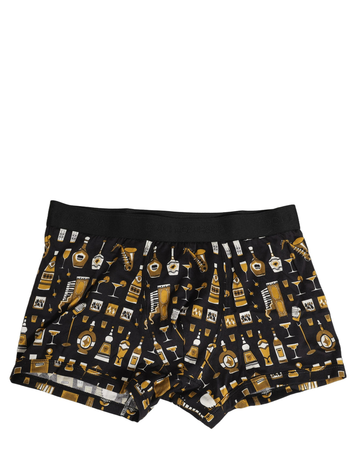 Dolce & Gabbana Black Cocktail Print Regular Boxer Underwear