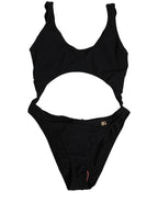 Dolce & Gabbana Black Cutout Logo One Piece Swimsuit Swimwear