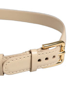 Dolce & Gabbana Beige Embossed Leather Gold Buckle Belt Strap Bracelet