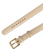 Dolce & Gabbana Beige Embossed Leather Gold Buckle Belt Strap Bracelet