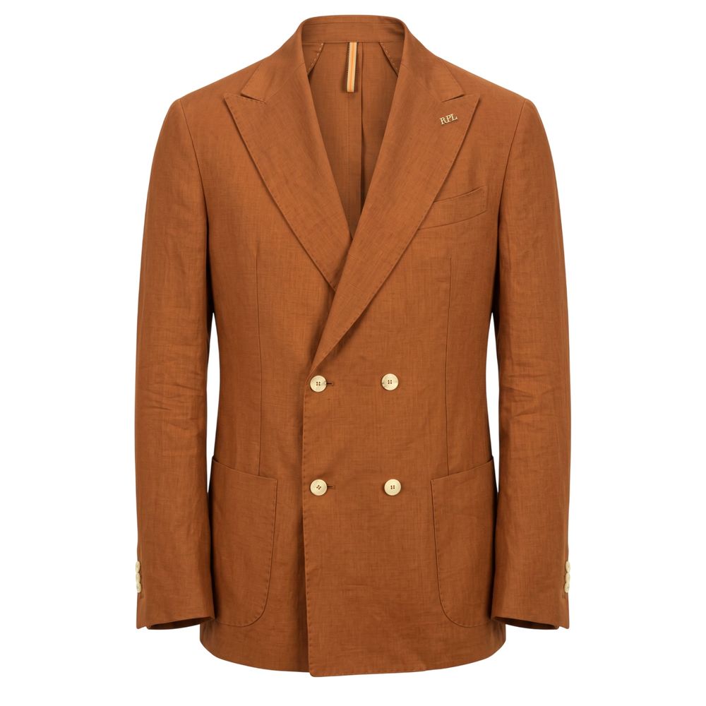 Roberto Pepe Luxury Brown Linen Men's Jacket