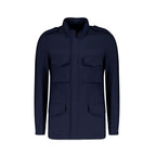 Autore Navy Blue Cotton Full-Length Jacket
