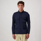 Autore Navy Blue Cotton Full-Length Jacket