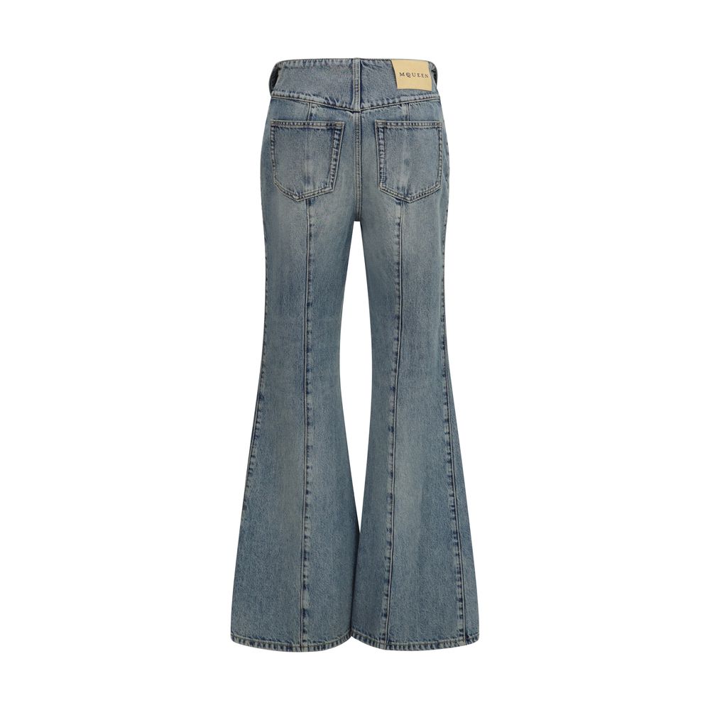 Alexander McQueen Blue Cotton Flared Jeans