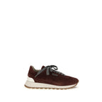 Brunello Cucinelli Bordeaux Calf Leather Bos Taurus Athletic Sneakers