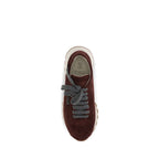 Brunello Cucinelli Bordeaux Calf Leather Bos Taurus Athletic Sneakers