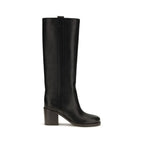 Brunello Cucinelli Black Calf Leather Bos Taurus High Heel Boots