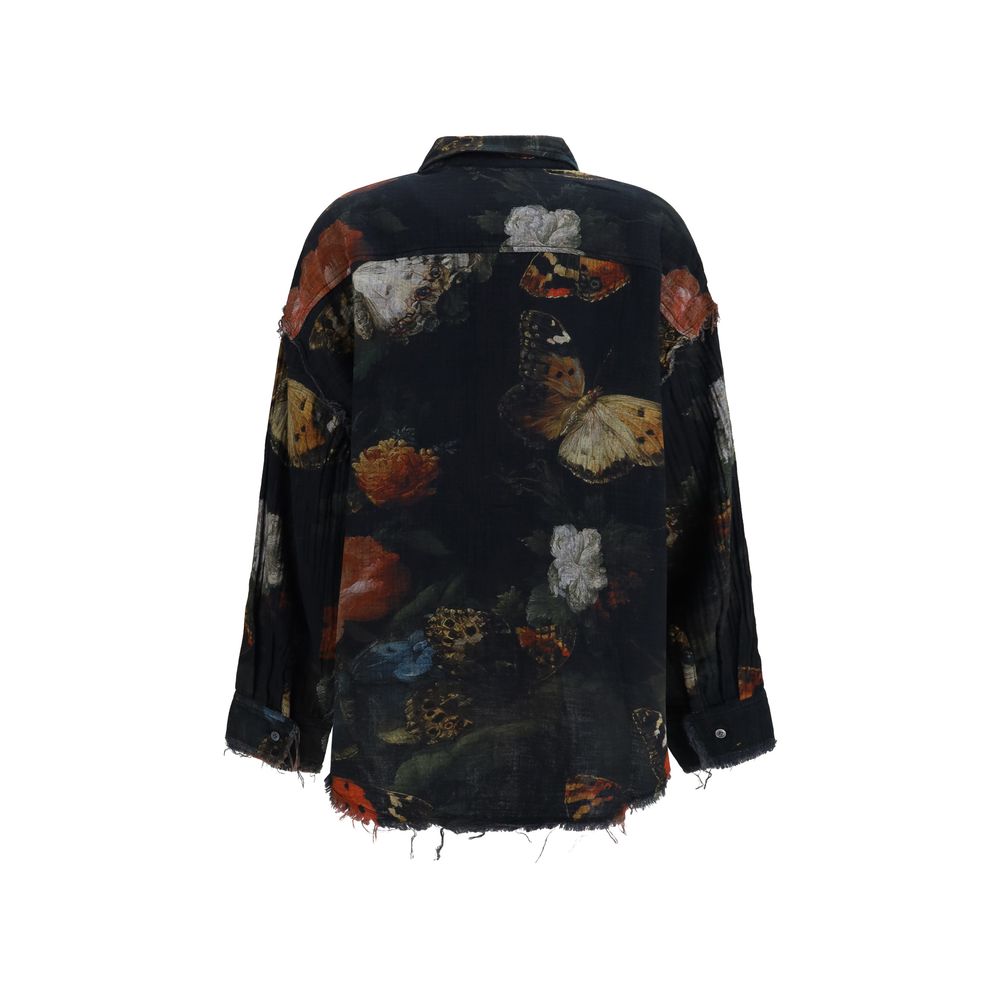 R13 Black Cotton Pattern Shirt