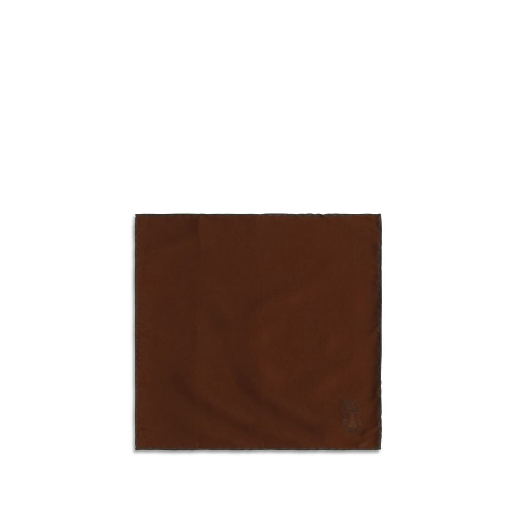 Brunello Cucinelli Brown Silk Pocket Square