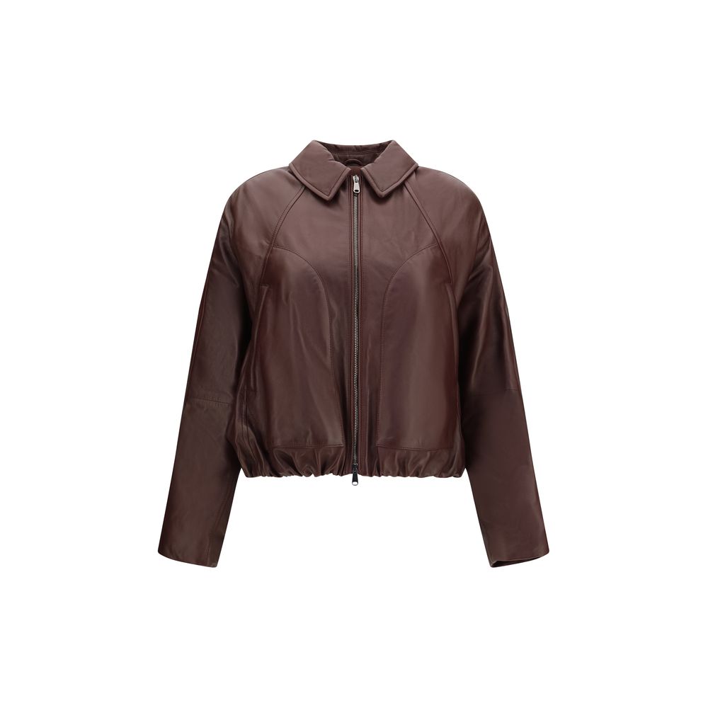 Brunello Cucinelli Bordeaux Lamb Ovis Aries Leather Jacket