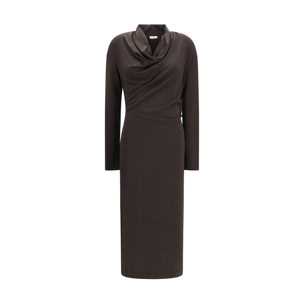 Brunello Cucinelli Brown Wool Oves Aries Casual Dress
