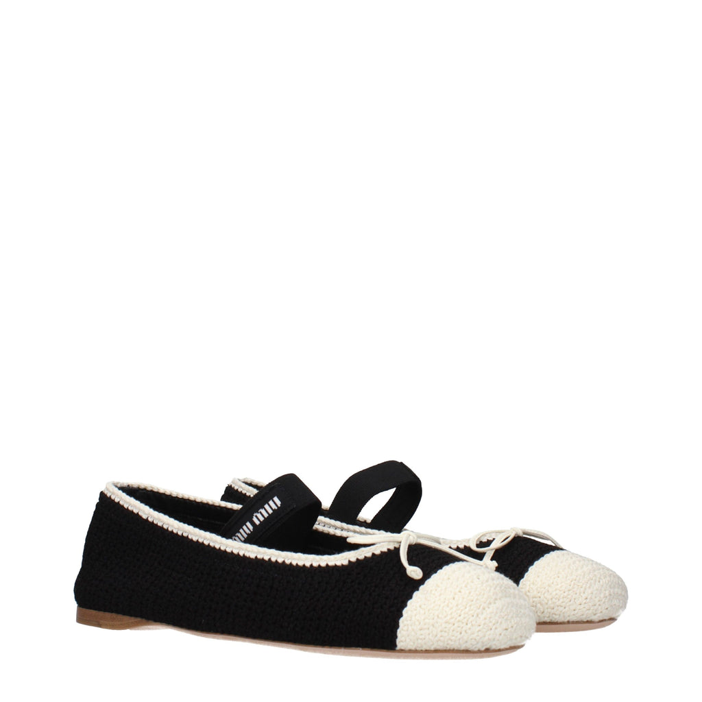 Miu Miu Black Fabric Ballet Flats