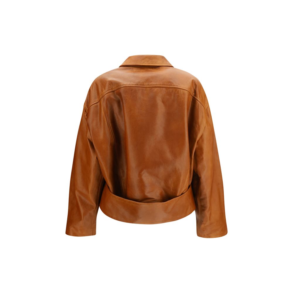 Marni Brown Calf Leather Bos Taurus Leather Jacket