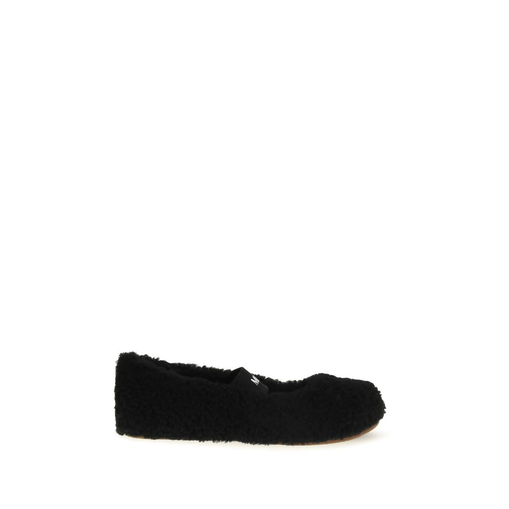 Moon Boot Black Fur Ballet Flats