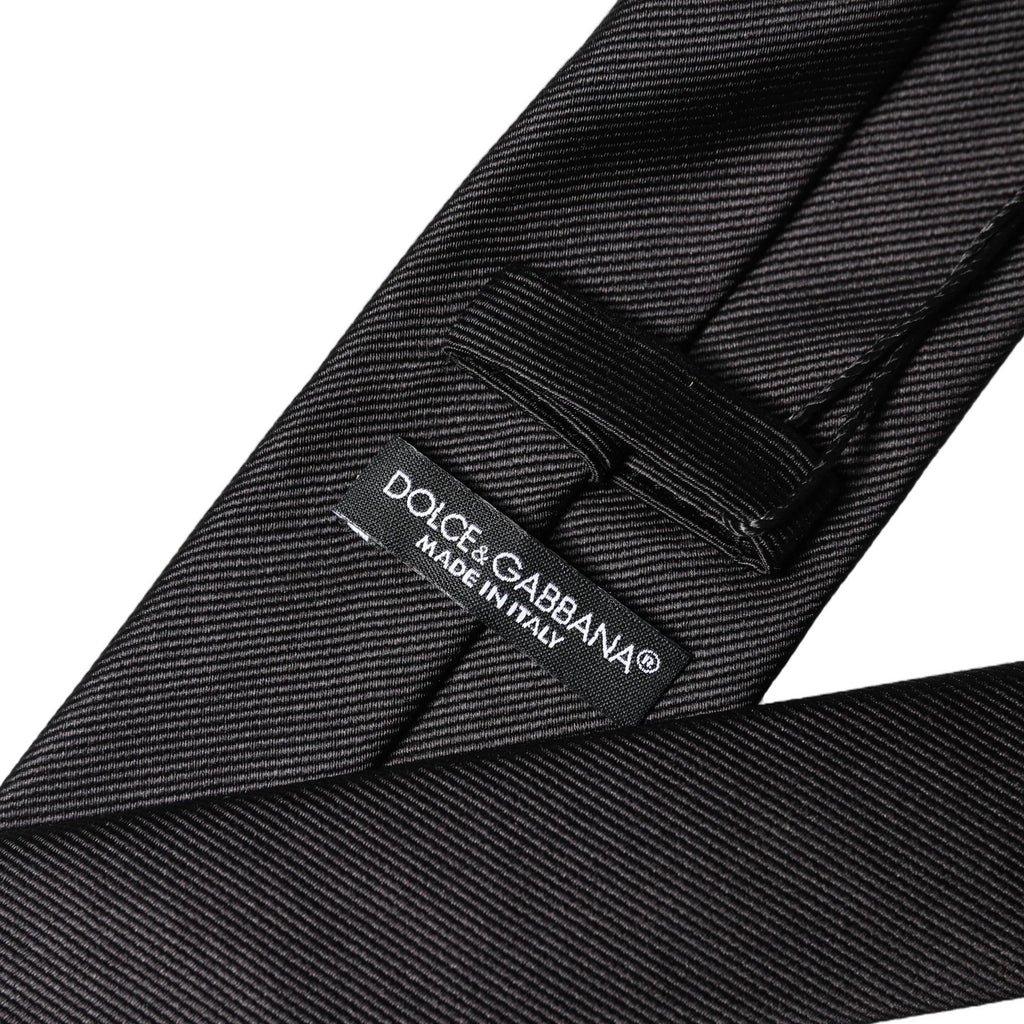 Dolce & Gabbana Black Solid 100% Silk Adjustable Men Tied Necktie Tie