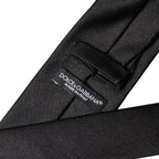Dolce & Gabbana Black Solid 100% Silk Adjustable Men Tied Necktie Tie