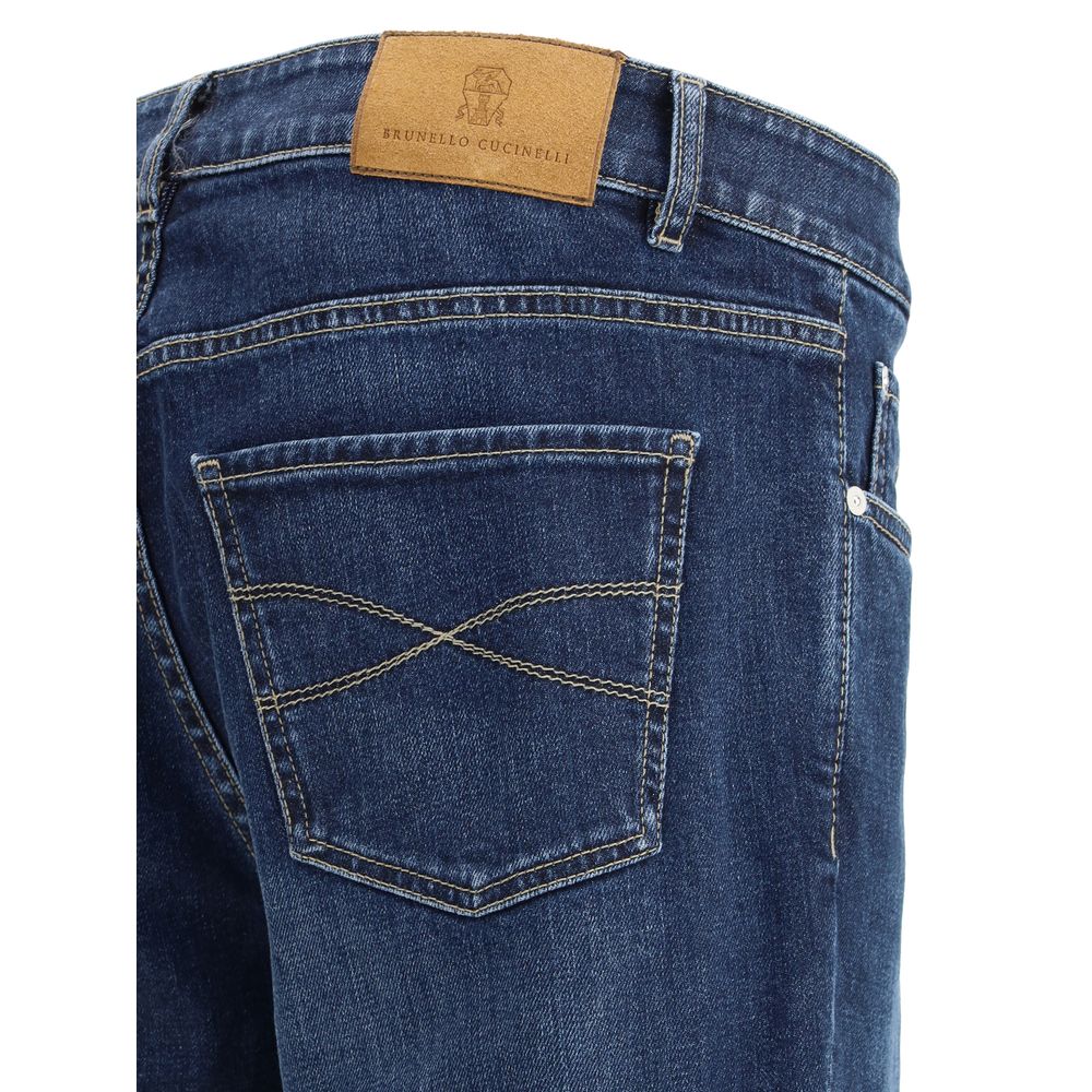 Brunello Cucinelli Blue Cotton Straight-Leg Jeans